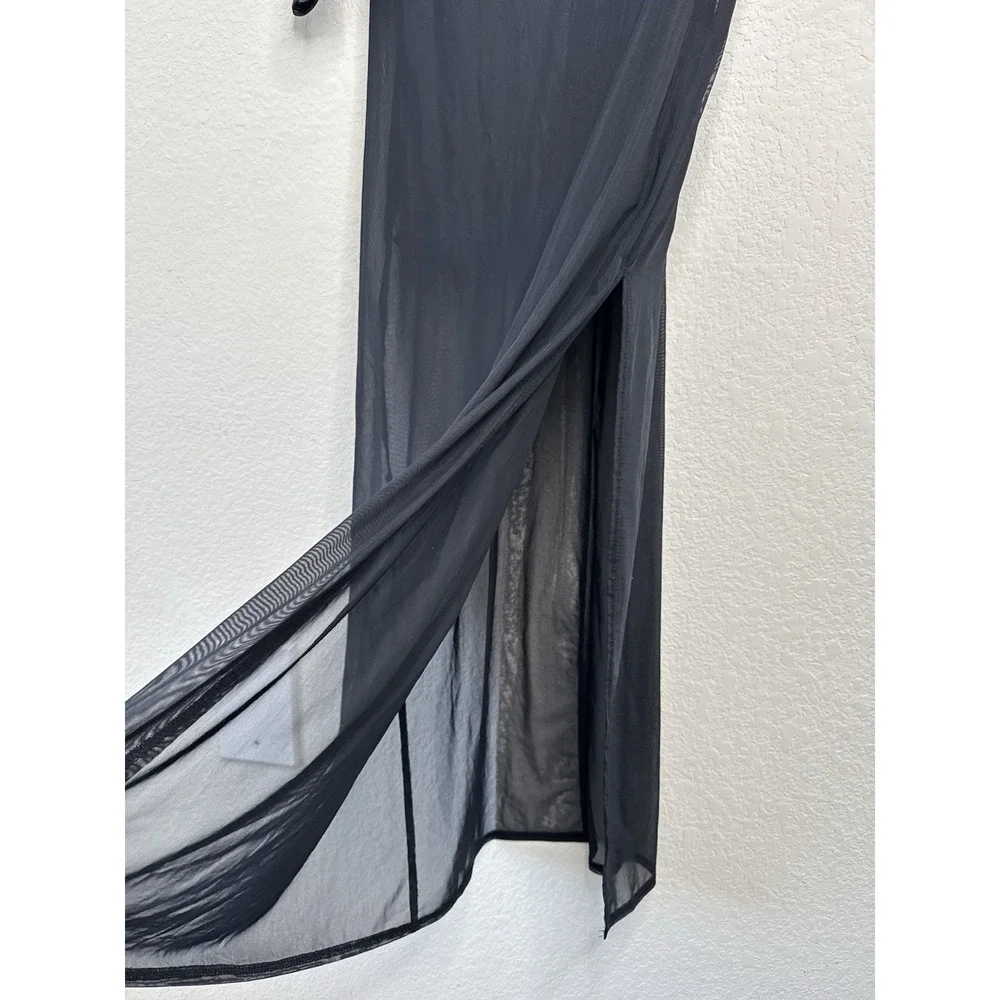 Abercrombie & Fitch‎ Long Sleeve Mesh Maxi Dress Sz S Sheer Open Back Slit Party